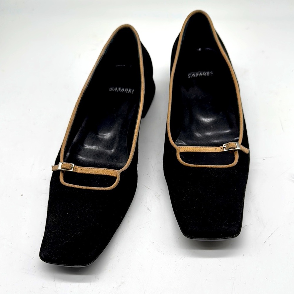 Casadei black suede flats 7 1/2